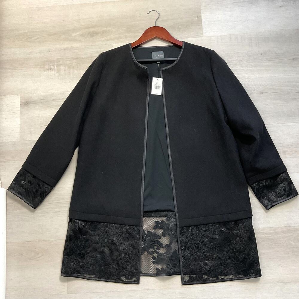 The Limited Womens Elegant Black Lace Trimed Jacket Large NEW WITH TAG